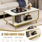 Costway Coffee Table 2-Tier Modern Marble Coffee Table with Storage Shelf for Living Room